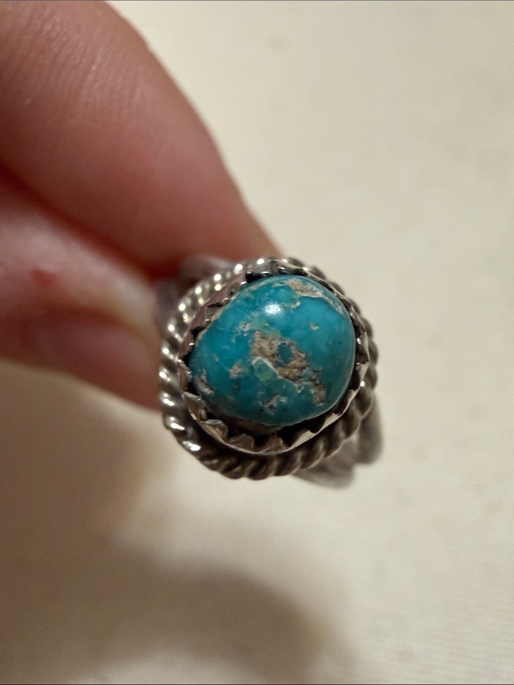 Native Sterling Turquoise Cocktail Ring size 5 - Picture 8 of 9